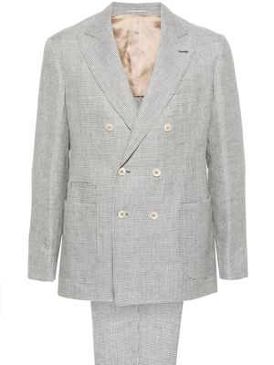 Brunello Cucinelli houndstooth double-breasted suit - White