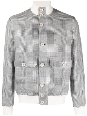 Brunello Cucinelli houndstooth linen blend shirt jacket - Grey