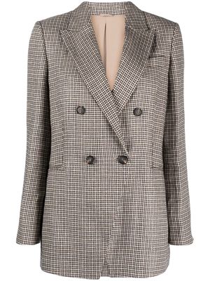 Brunello Cucinelli houndstooth-pattern double-breasted blazer - Neutrals