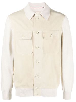 Brunello Cucinelli hybrid leather shirt jacket - Neutrals