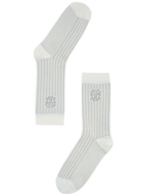 Brunello Cucinelli intarsia-knit logo socks - Grey