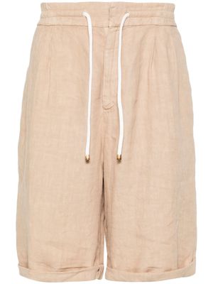 Brunello Cucinelli interlock-twill linen shorts - Neutrals