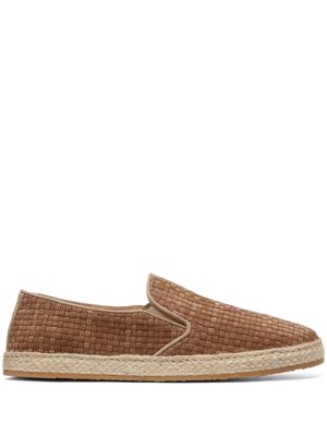 Brunello Cucinelli interwoven suede slippers - Brown