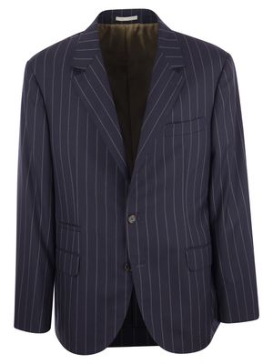 Brunello Cucinelli Jacket In Virgin Wool Wide Pinstripe Batavia