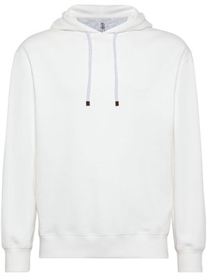Brunello Cucinelli jersey-texture cotton blend hoodie - White