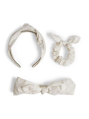 Brunello Cucinelli Kids abstract-print cotton headband set - Neutrals