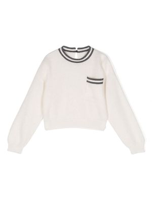 Brunello Cucinelli Kids alpaca-cotton blend long-sleeved sweater - White