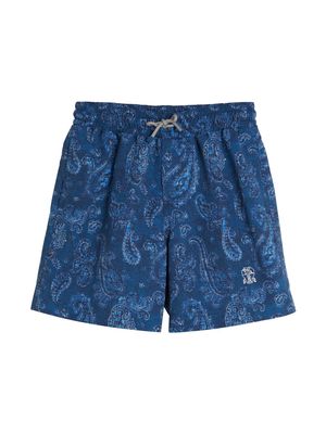 Brunello Cucinelli Kids bandana-print swim shorts - Blue