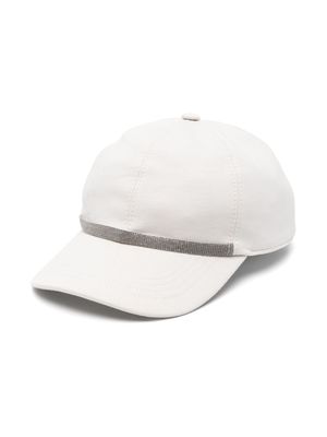Brunello Cucinelli Kids beaded-trim baseball cap - White