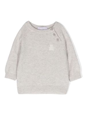 Brunello Cucinelli Kids bear-motif cashmere jumper - Grey