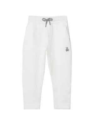 Brunello Cucinelli Kids bear-motif cotton trousers - White