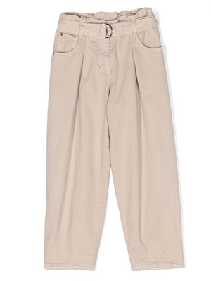 Brunello Cucinelli Kids belted straight-leg trousers - Brown