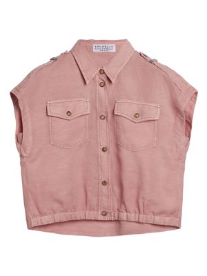Brunello Cucinelli Kids button-up sleeveless blouse - Pink