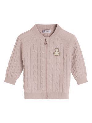 Brunello Cucinelli Kids cable-knit cashmere cardigan - Pink