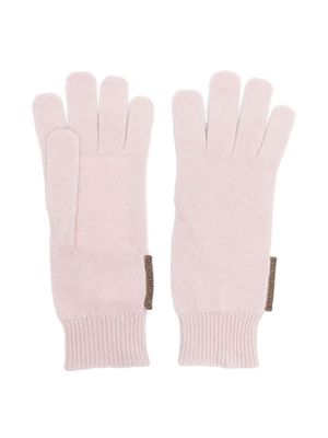 Brunello Cucinelli Kids chain-link detail cashmere gloves - Pink