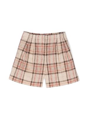 Brunello Cucinelli Kids checkered corduroy bermuda shorts - Neutrals