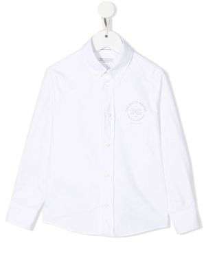 Brunello Cucinelli Kids chest-logo long-sleeve shirt - White