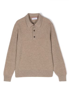Brunello Cucinelli Kids classic-collar cashmere jumper - Brown