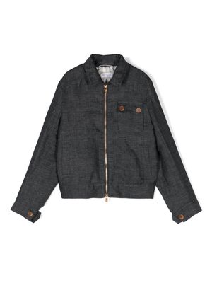 Brunello Cucinelli Kids classic-collar linen jacket - Black