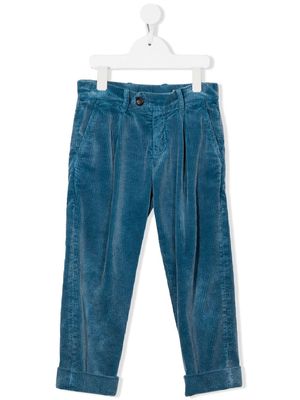 Brunello Cucinelli Kids corduroy straight-leg trousers - Blue