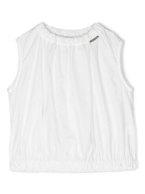 Brunello Cucinelli Kids cropped sleeveless cotton blouse - White