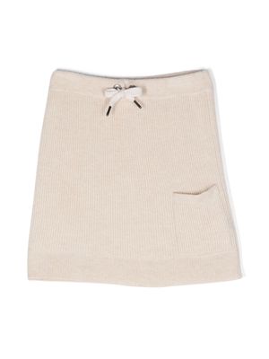 Brunello Cucinelli Kids drawstring cashmere A-line skirt - Neutrals
