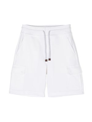 Brunello Cucinelli Kids drawstring cotton-linen shorts - White