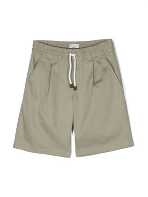 Brunello Cucinelli Kids drawstring-waist cotton shorts - Green
