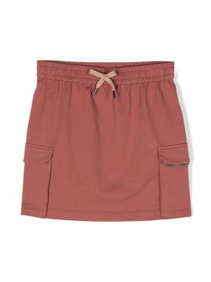 Brunello Cucinelli Kids drawstring-waist cotton skirt - Pink