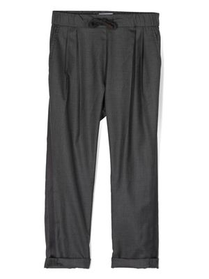 Brunello Cucinelli Kids drawstring-waist straight-leg trousers - Grey