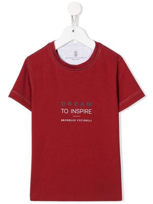 Brunello Cucinelli Kids Dream To Inspire print T-shirt - Red
