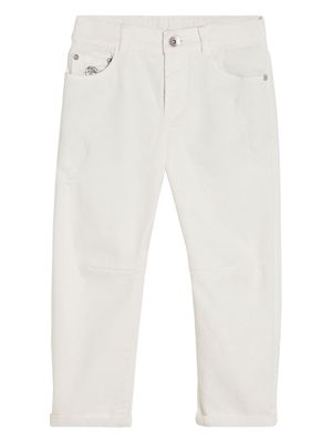Brunello Cucinelli Kids dyed denim trousers - White