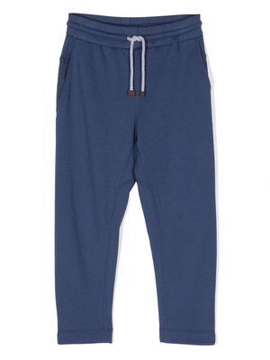 Brunello Cucinelli Kids elasticated-waist cotton trousers - Blue