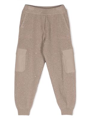 Brunello Cucinelli Kids elasticated-waist knitted trousers - Neutrals