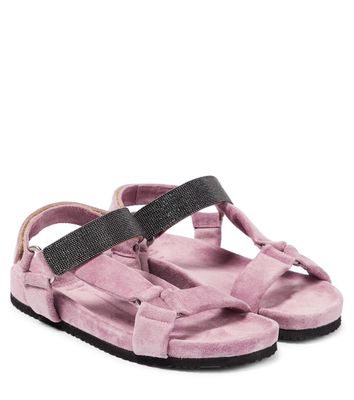 Brunello Cucinelli Kids Embellished suede sandals