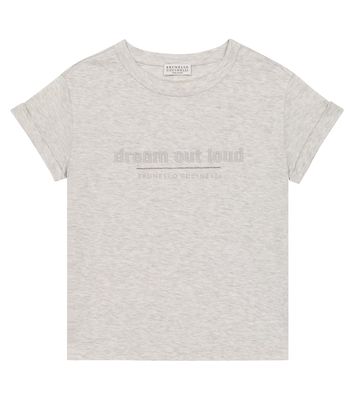 Brunello Cucinelli Kids Embroidered cotton jersey T-shirt