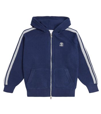 Brunello Cucinelli Kids Embroidered hooded cotton cardigan