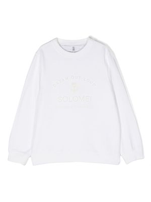 Brunello Cucinelli Kids embroidered-Solomei logo sweatshirt - White