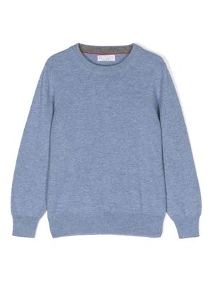 Brunello Cucinelli Kids fine-knit cashmere jumper - Blue