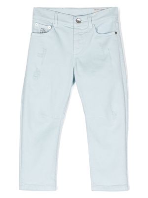 Brunello Cucinelli Kids five-pockets ripped jeans - Blue
