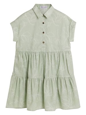 Brunello Cucinelli Kids floral-print cotton dress - Green