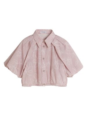 Brunello Cucinelli Kids floral-print cotton shirt - Pink