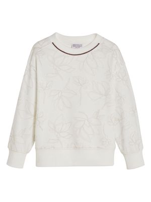Brunello Cucinelli Kids floral-print jersey sweatshirt - White