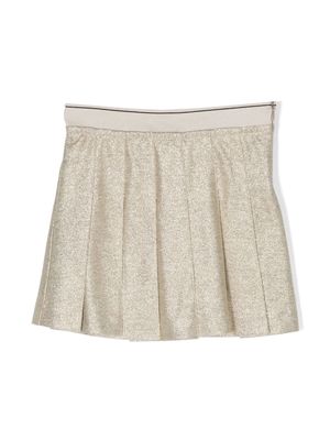 Brunello Cucinelli Kids glitter-detail pleated miniskirt - Gold