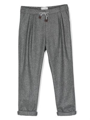 Brunello Cucinelli Kids herringbone virgin wool trousers - Grey