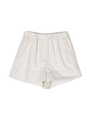 Brunello Cucinelli Kids high-waisted wide shorts - Neutrals