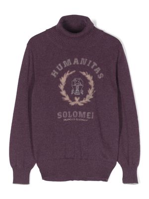 Brunello Cucinelli Kids Humanitas Solomei intarsia-knit cashmere jumper - Purple
