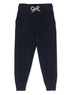 Brunello Cucinelli Kids knitted cashmere tracksuit bottoms - Blue
