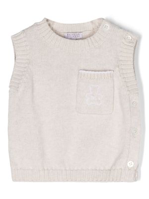 Brunello Cucinelli Kids knitted cotton vest - Neutrals