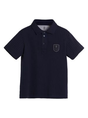 Brunello Cucinelli Kids logo-appliqué polo shirt - Blue